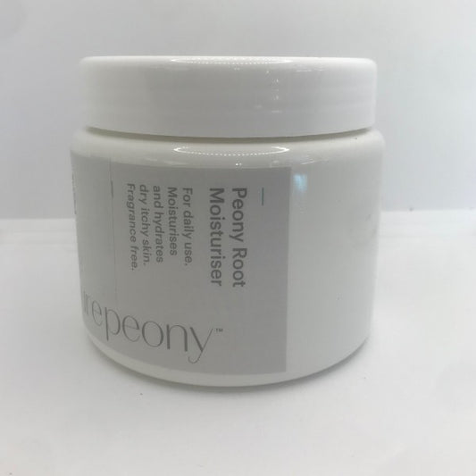 big tub of peony moisturier for everyday use on dry itchy skin used for eczema and psoriasis