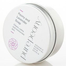 peony lavender soap in a tin