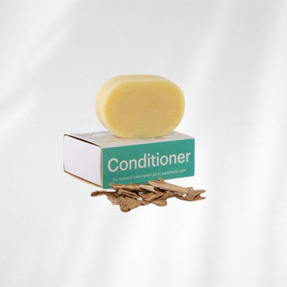 Solid natural 'Hair Conditioner' bar packaged sustainably in a box