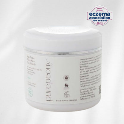 tub of natural pure eczema cream with Eczema Association New Zealand logo on a white background