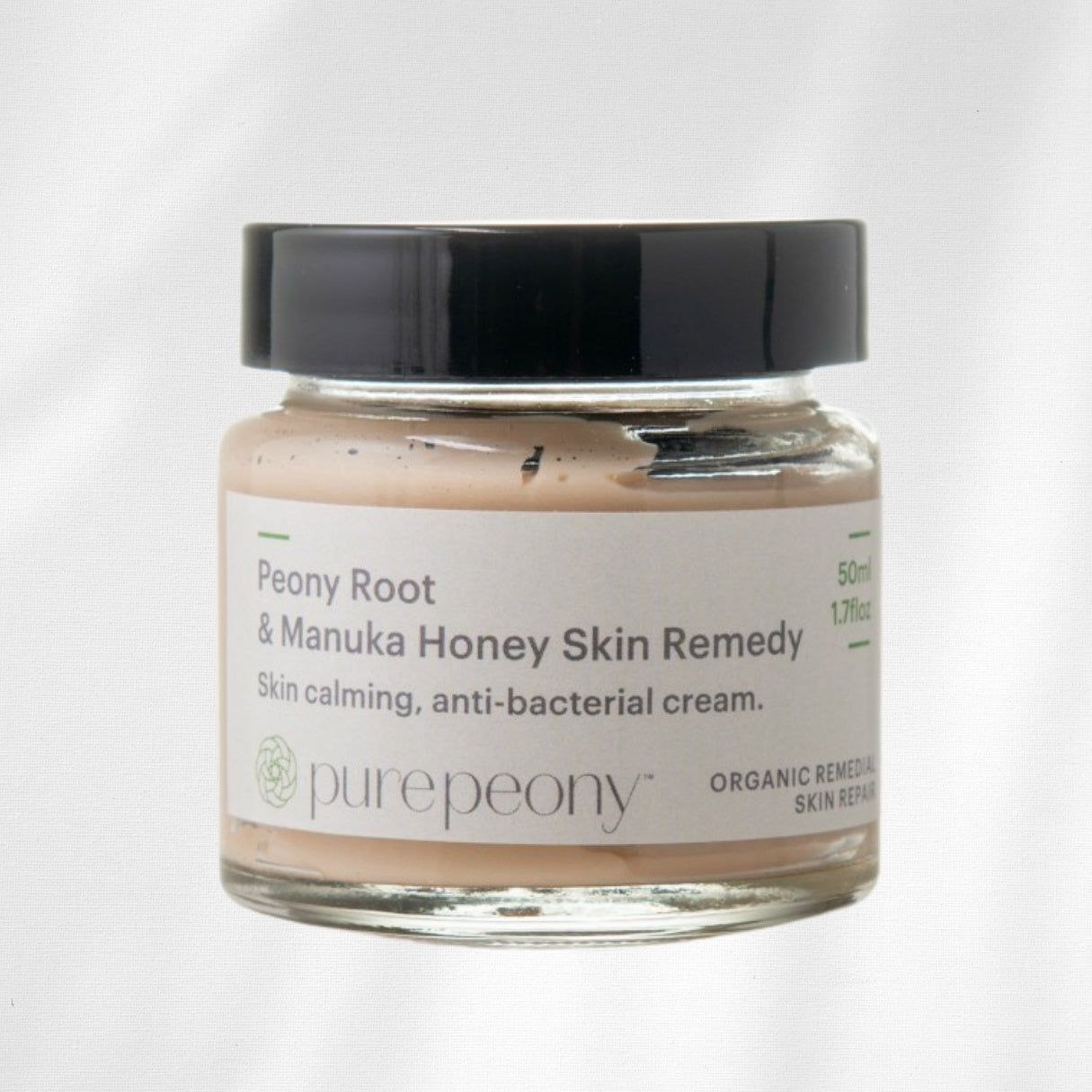 Jar of Peony Root & Manuka Honey Skin Remedy by purepeony on a white background