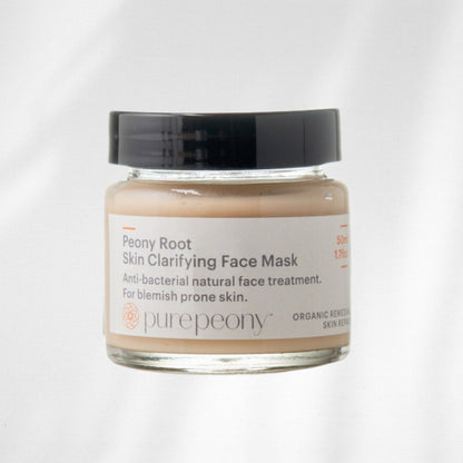 Jar of Peony Root Skin Clarifying Face Mask for acne by purepeony on a white background