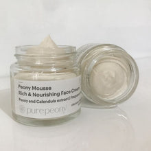 Load image into Gallery viewer, Peony Mousse Pure Peony Face Cream in a glass jar to nourish face and neck, natural and unscented, made in NZ