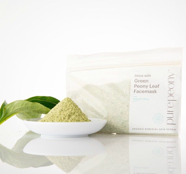 Detox Green Peony Leaf Facemask - Cooling and Cleansing 50gm great for acne, acne rosacea and deep facial cleanser