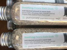 Load image into Gallery viewer, Soothing Bath Soak Pure Peony with peony root and leaf, colloidal oats, soothes and calms itchy inflamed skin naturally